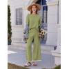 imageEkouaer Lounge Set for Women Travel Outfits 2 Piece Sets Short Sleeve Sweater Top Wide Leg Long Pants LoungewearArmy Green