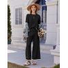 imageEkouaer Lounge Set for Women Travel Outfits 2 Piece Sets Short Sleeve Sweater Top Wide Leg Long Pants LoungewearBlack