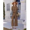 imageEkouaer Lounge Set for Women Travel Outfits 2 Piece Sets Short Sleeve Sweater Top Wide Leg Long Pants LoungewearBrown