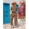 imageEkouaer Lounge Set for Women Travel Outfits 2 Piece Sets Short Sleeve Sweater Top Wide Leg Long Pants LoungewearBrown