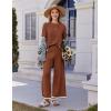 imageEkouaer Lounge Set for Women Travel Outfits 2 Piece Sets Short Sleeve Sweater Top Wide Leg Long Pants LoungewearCaramel