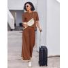 imageEkouaer Lounge Set for Women Travel Outfits 2 Piece Sets Short Sleeve Sweater Top Wide Leg Long Pants LoungewearCaramel