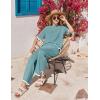 imageEkouaer Lounge Set for Women Travel Outfits 2 Piece Sets Short Sleeve Sweater Top Wide Leg Long Pants LoungewearDark Peacock Blue