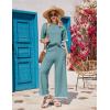 imageEkouaer Lounge Set for Women Travel Outfits 2 Piece Sets Short Sleeve Sweater Top Wide Leg Long Pants LoungewearDark Peacock Blue