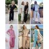 imageEkouaer Lounge Set for Women Travel Outfits 2 Piece Sets Short Sleeve Sweater Top Wide Leg Long Pants LoungewearDark Peacock Blue