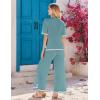 imageEkouaer Lounge Set for Women Travel Outfits 2 Piece Sets Short Sleeve Sweater Top Wide Leg Long Pants LoungewearDark Peacock Blue