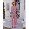 imageEkouaer Lounge Set for Women Travel Outfits 2 Piece Sets Short Sleeve Sweater Top Wide Leg Long Pants LoungewearDark Pink