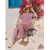 imageEkouaer Lounge Set for Women Travel Outfits 2 Piece Sets Short Sleeve Sweater Top Wide Leg Long Pants LoungewearDark Pink