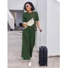 imageEkouaer Lounge Set for Women Travel Outfits 2 Piece Sets Short Sleeve Sweater Top Wide Leg Long Pants LoungewearGreen