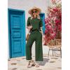 imageEkouaer Lounge Set for Women Travel Outfits 2 Piece Sets Short Sleeve Sweater Top Wide Leg Long Pants LoungewearGreen