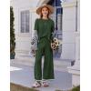 imageEkouaer Lounge Set for Women Travel Outfits 2 Piece Sets Short Sleeve Sweater Top Wide Leg Long Pants LoungewearGreen