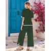 imageEkouaer Lounge Set for Women Travel Outfits 2 Piece Sets Short Sleeve Sweater Top Wide Leg Long Pants LoungewearGreen