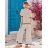 imageEkouaer Lounge Set for Women Travel Outfits 2 Piece Sets Short Sleeve Sweater Top Wide Leg Long Pants LoungewearMoon Gray