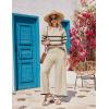 imageEkouaer Lounge Set for Women Travel Outfits 2 Piece Sets Short Sleeve Sweater Top Wide Leg Long Pants LoungewearStripe