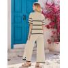 imageEkouaer Lounge Set for Women Travel Outfits 2 Piece Sets Short Sleeve Sweater Top Wide Leg Long Pants LoungewearStripe
