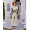 imageEkouaer Lounge Set for Women Travel Outfits 2 Piece Sets Short Sleeve Sweater Top Wide Leg Long Pants LoungewearStripe