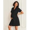 imageEkouaer Nightgowns for Women Button Down Night Gowns Short Sleeve Sleep Shirts V Neck Night Shirts Soft SleepwearBlack