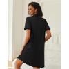imageEkouaer Nightgowns for Women Button Down Night Gowns Short Sleeve Sleep Shirts V Neck Night Shirts Soft SleepwearBlack