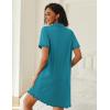 imageEkouaer Nightgowns for Women Button Down Night Gowns Short Sleeve Sleep Shirts V Neck Night Shirts Soft SleepwearBlue Green