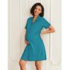 imageEkouaer Nightgowns for Women Button Down Night Gowns Short Sleeve Sleep Shirts V Neck Night Shirts Soft SleepwearBlue Green