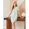 imageEkouaer Nightgowns for Women Button Down Night Gowns Short Sleeve Sleep Shirts V Neck Night Shirts Soft SleepwearGreen Floral