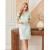imageEkouaer Nightgowns for Women Button Down Night Gowns Short Sleeve Sleep Shirts V Neck Night Shirts Soft SleepwearGreen Floral