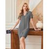 imageEkouaer Nightgowns for Women Button Down Night Gowns Short Sleeve Sleep Shirts V Neck Night Shirts Soft SleepwearGrey