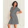 imageEkouaer Nightgowns for Women Button Down Night Gowns Short Sleeve Sleep Shirts V Neck Night Shirts Soft SleepwearGrey