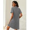 imageEkouaer Nightgowns for Women Button Down Night Gowns Short Sleeve Sleep Shirts V Neck Night Shirts Soft SleepwearGrey