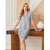 imageEkouaer Nightgowns for Women Button Down Night Gowns Short Sleeve Sleep Shirts V Neck Night Shirts Soft SleepwearGrey Stripe