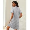 imageEkouaer Nightgowns for Women Button Down Night Gowns Short Sleeve Sleep Shirts V Neck Night Shirts Soft SleepwearGrey Stripe