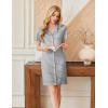 imageEkouaer Nightgowns for Women Button Down Night Gowns Short Sleeve Sleep Shirts V Neck Night Shirts Soft SleepwearGrey Stripe