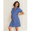 imageEkouaer Nightgowns for Women Button Down Night Gowns Short Sleeve Sleep Shirts V Neck Night Shirts Soft SleepwearNavy
