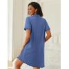 imageEkouaer Nightgowns for Women Button Down Night Gowns Short Sleeve Sleep Shirts V Neck Night Shirts Soft SleepwearNavy