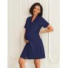 imageEkouaer Nightgowns for Women Button Down Night Gowns Short Sleeve Sleep Shirts V Neck Night Shirts Soft SleepwearNavy Blue