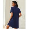 imageEkouaer Nightgowns for Women Button Down Night Gowns Short Sleeve Sleep Shirts V Neck Night Shirts Soft SleepwearNavy Blue