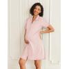 imageEkouaer Nightgowns for Women Button Down Night Gowns Short Sleeve Sleep Shirts V Neck Night Shirts Soft SleepwearPink