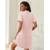 imageEkouaer Nightgowns for Women Button Down Night Gowns Short Sleeve Sleep Shirts V Neck Night Shirts Soft SleepwearPink