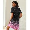 imageEkouaer Nightgowns for Women Button Down Night Gowns Short Sleeve Sleep Shirts V Neck Night Shirts Soft SleepwearPink Blossoms