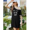 imageEkouaer Nightgowns for Women Short Sleeve Sleep Shirt V Neck Night Gown Ribbed Night Shirts Sleepwear SXXXLBlack
