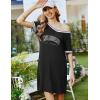 imageEkouaer Nightgowns for Women Short Sleeve Sleep Shirt V Neck Night Gown Ribbed Night Shirts Sleepwear SXXXLBlack2