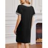 imageEkouaer Nightgowns for Women Short Sleeve Sleep Shirt V Neck Night Gown Ribbed Night Shirts Sleepwear SXXXLBlack2