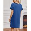 imageEkouaer Nightgowns for Women Short Sleeve Sleep Shirt V Neck Night Gown Ribbed Night Shirts Sleepwear SXXXLBlue