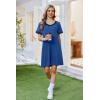 imageEkouaer Nightgowns for Women Short Sleeve Sleep Shirt V Neck Night Gown Ribbed Night Shirts Sleepwear SXXXLBlue
