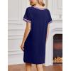 imageEkouaer Nightgowns for Women Short Sleeve Sleep Shirt V Neck Night Gown Ribbed Night Shirts Sleepwear SXXXLBlue2