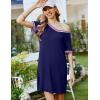 imageEkouaer Nightgowns for Women Short Sleeve Sleep Shirt V Neck Night Gown Ribbed Night Shirts Sleepwear SXXXLBlue2