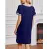 imageEkouaer Nightgowns for Women Short Sleeve Sleep Shirt V Neck Night Gown Ribbed Night Shirts Sleepwear SXXXLDark Blue