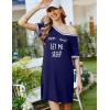 imageEkouaer Nightgowns for Women Short Sleeve Sleep Shirt V Neck Night Gown Ribbed Night Shirts Sleepwear SXXXLDark Blue