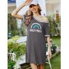 imageEkouaer Nightgowns for Women Short Sleeve Sleep Shirt V Neck Night Gown Ribbed Night Shirts Sleepwear SXXXLDark Grey