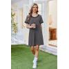 imageEkouaer Nightgowns for Women Short Sleeve Sleep Shirt V Neck Night Gown Ribbed Night Shirts Sleepwear SXXXLDark Grey2